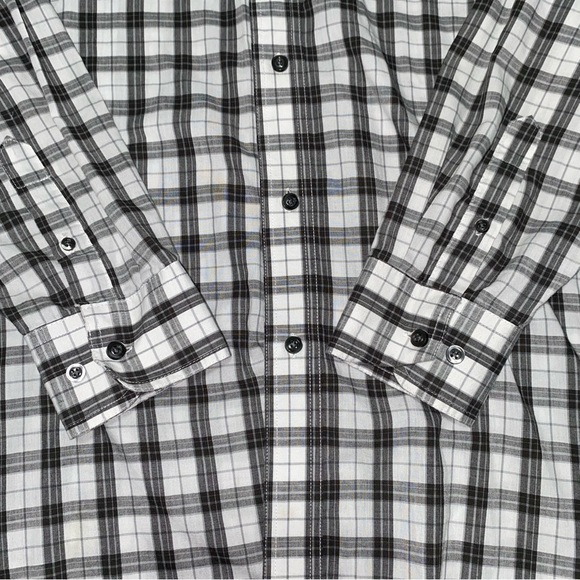 Wrangler® Riata Men's Size XXL Long Sleeve Shirt Western Black Plaid - Picture 4 of 7